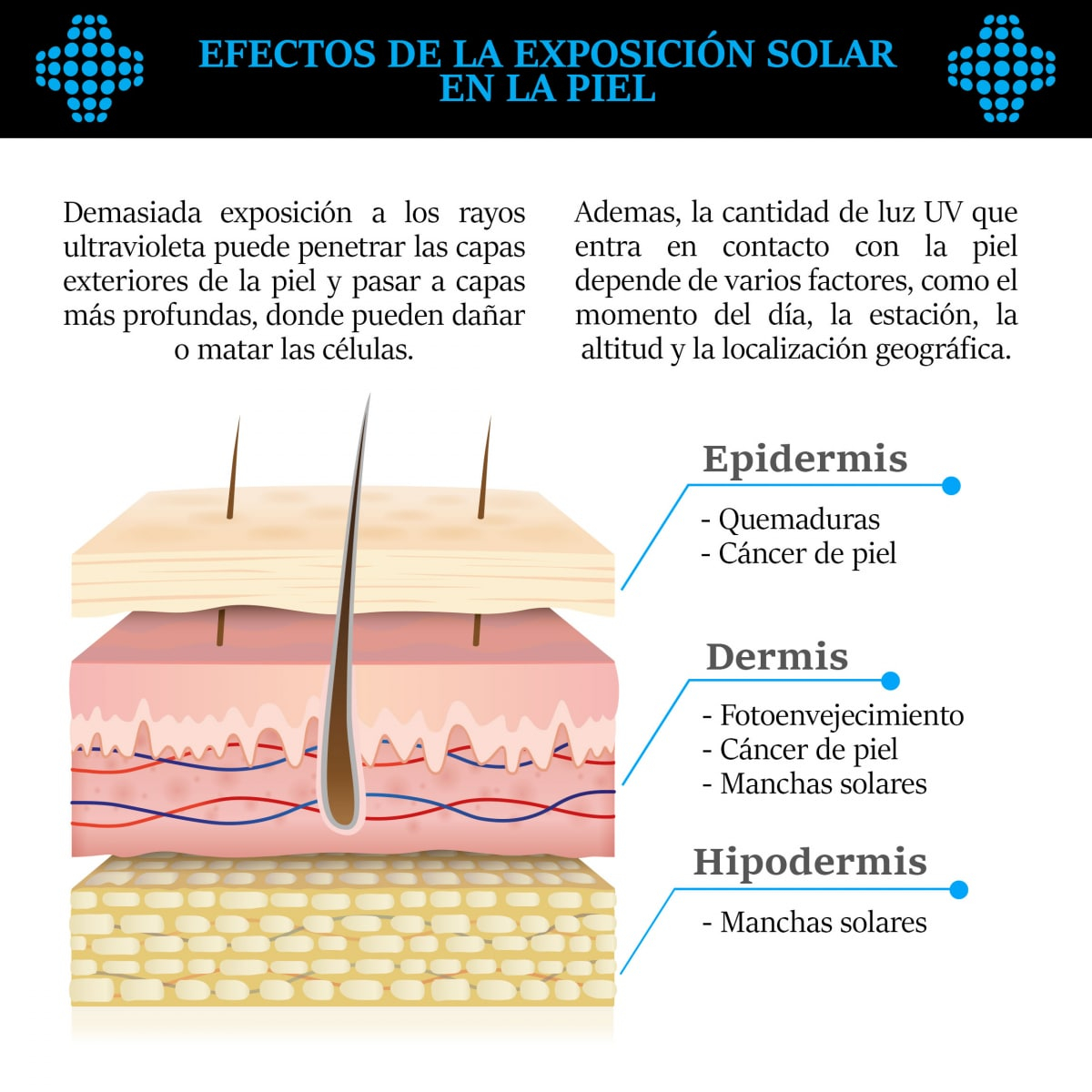 Efectos de la exposición solar en la piel